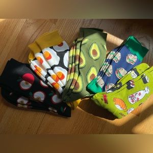 Avocado Burger Eggs Sushi Graphic Socks